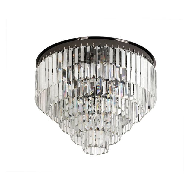 Plafon De Sobrepor Cristal K9 Metal Preto Palace