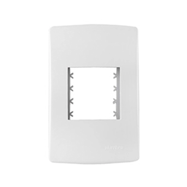 Placa 4x2 Com Suporte 2 Modulos Branco Siena