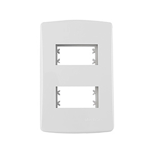 Placa 2 Modulo Com Suporte 4x2 Plastico Branco Bianco