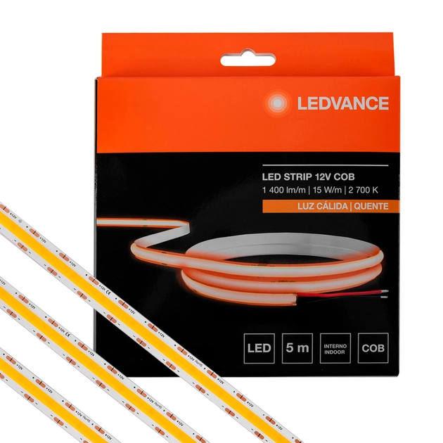 Fita Led Value Cob 15w Por Metro 12v 2700k 5m