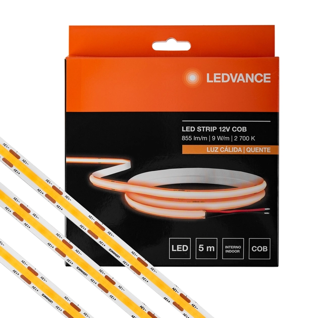 Fita Led Value Cob 9w Por Metro 12v 2700k 5m