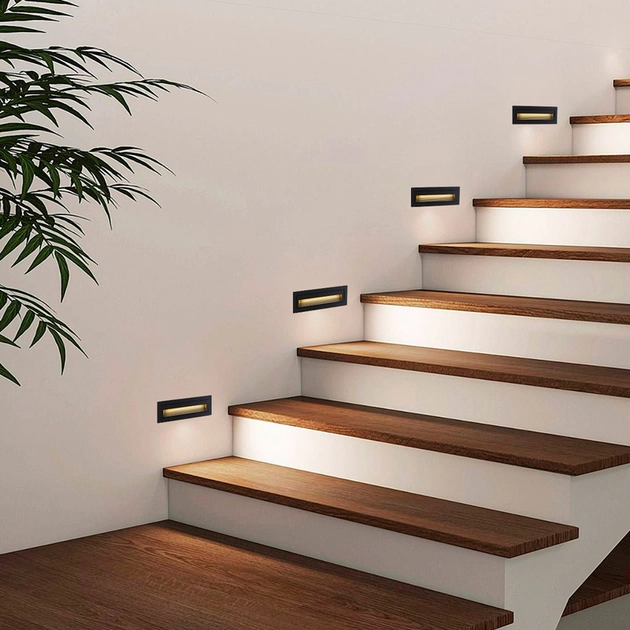 Balizador Led Embutir 160lm 6w 3000k Aluminio Preto Bali