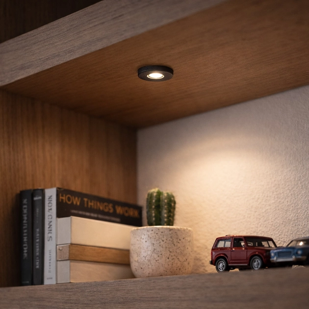 Plafon Led De Embutir Redondo Preto 1w 30 3000k Woody