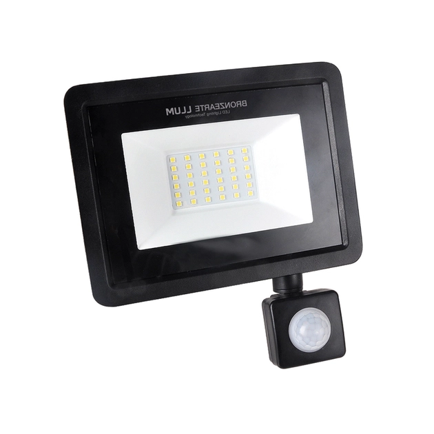 Projetor Led Aluminio Preto Com Sensor 50w 80 6500k Ip66