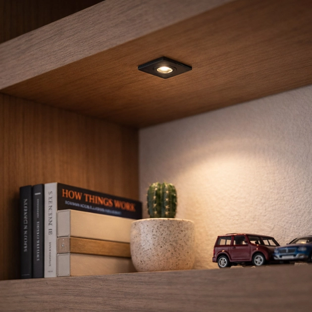 Plafon Led De Embutir Quadrado Preto 1w 60 3000k Woody