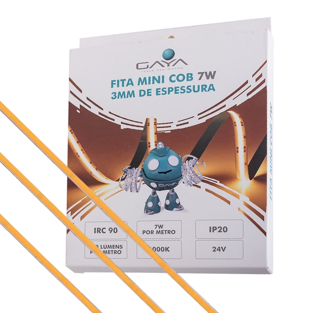 Fita De Led Mini Cob 7w Por Metro 24v Irc90 5 Metros