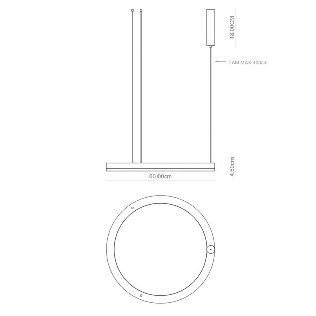 Pendente Led Metal Aluminio 36w 3000k Giro