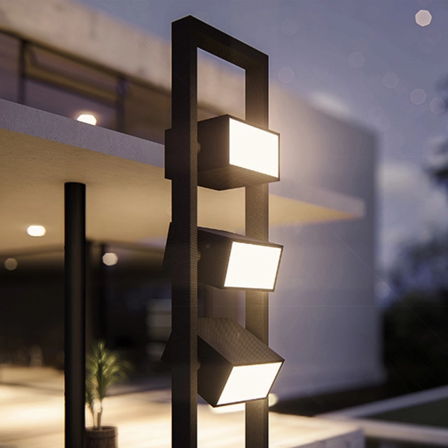 Poste 2,10m Ip54 E27 Aluminio Preto Fosco