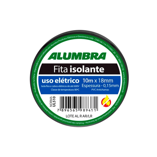 Fita Isolante Pvc Preto 10 Metros Antichama