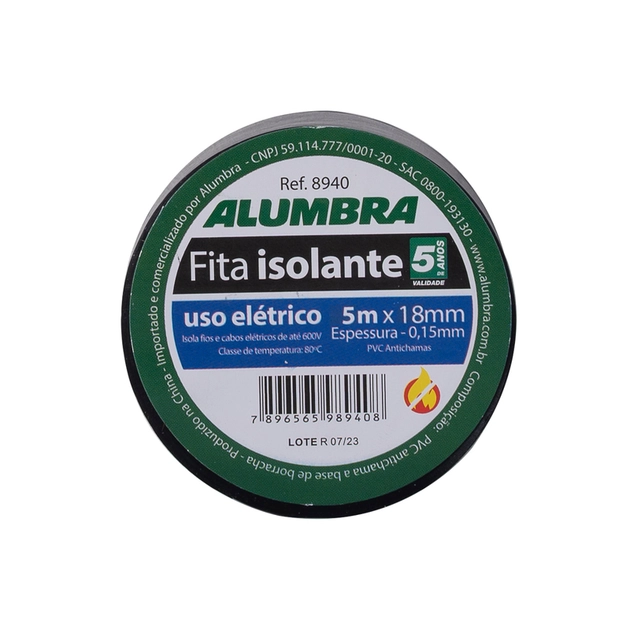 Fita Isolante Pvc Preto 5 Metros Antichama