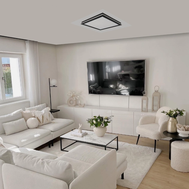 Plafon Led Sobrepor Aluminio Preto 25w 3125lm 4000k Lisboa