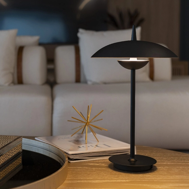 Luminaria De Mesa Led Metal Preto Freijo 12w 3000k Shimeji