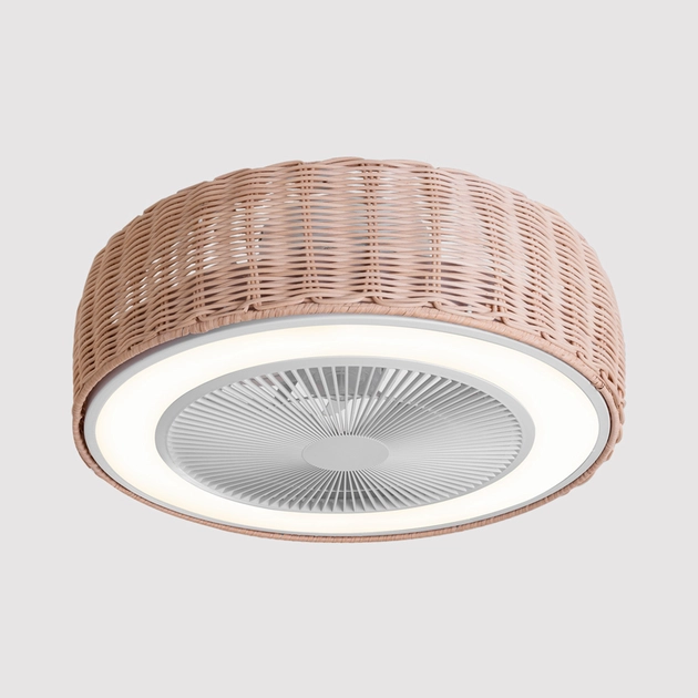 Plafon Led De Sobrepor Rattan Com Circulador De Ar 36w