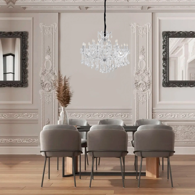 Lustre Cristal K9 Metal Cromado 110cm Florenca
