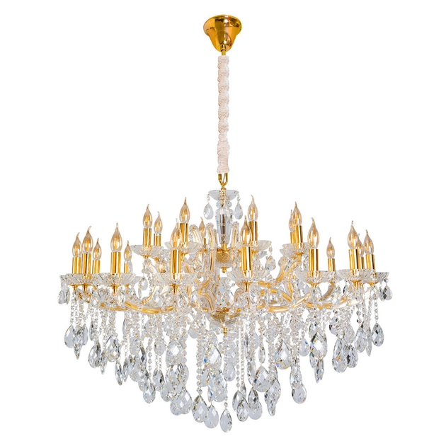 Lustre Cristal K9 Metal Dourado 115cm Castle
