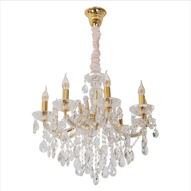 Lustre Cristal K9 Metal Dourado Castle
