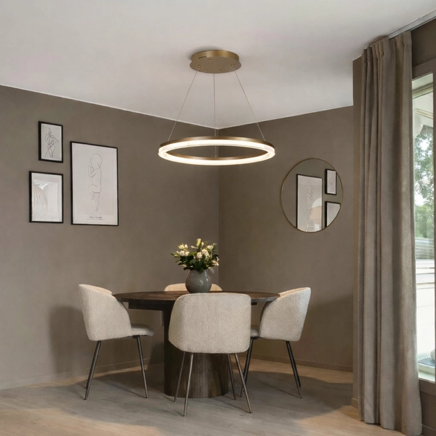 Pendente Led Aluminio Dourado 45w 3000k Anelo