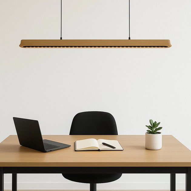 Pendente Led Dimerizavel Preto E Madeira 38w 3000k Native