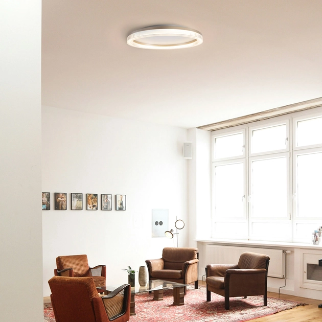 Plafon Led De Sobrepor Aluminio Dourado 35w 3000k Anelo