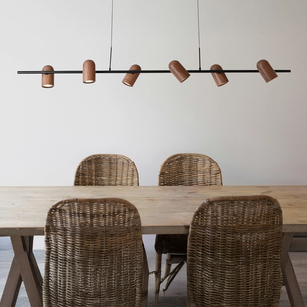 Pendente Metal Preto Madeira Forest