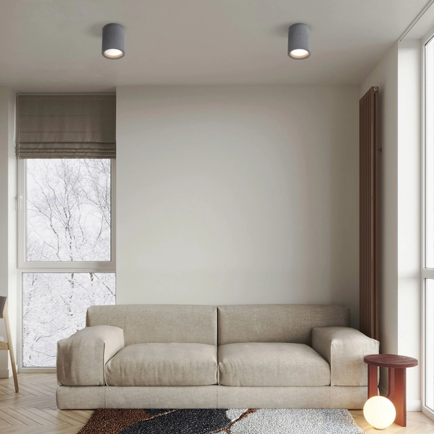 Plafon Led De Sobrepor Cimento Cinza 8w 3000k Stone