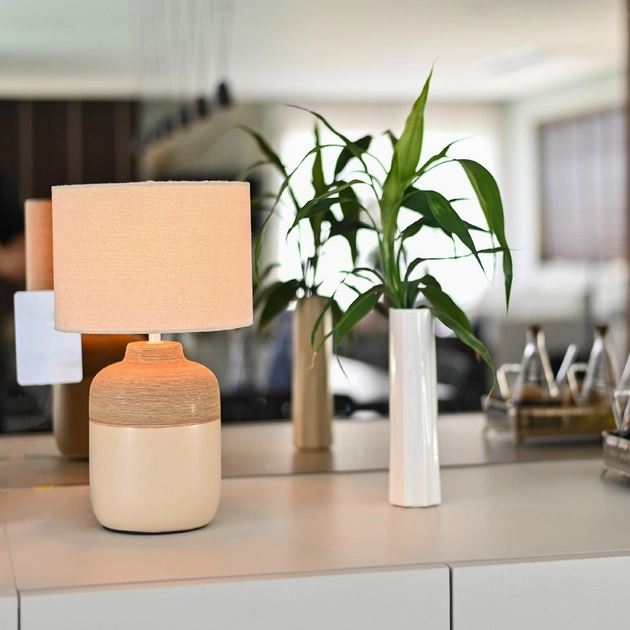 Abajur Ceramica Creme Cafe Oleiro