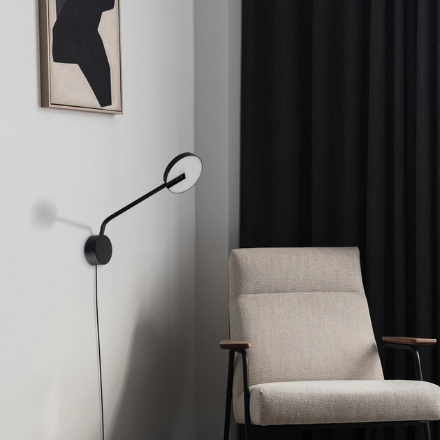 Arandela Led Aluminio Preto 12w 3000k Luna