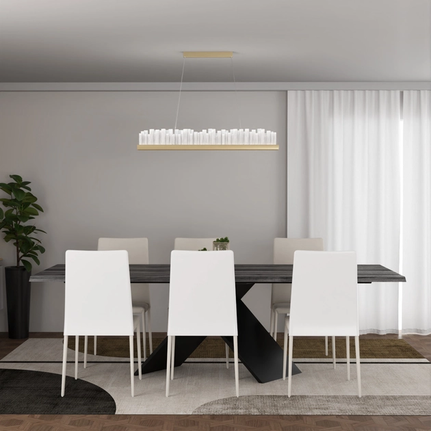 Pendente Led Cristal E Aluminio Dourado 30w 3000k Felsen