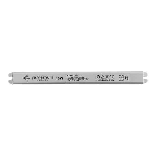 Driver Slim Cromado Para Fita De Led 24v 40w 1,6a Power