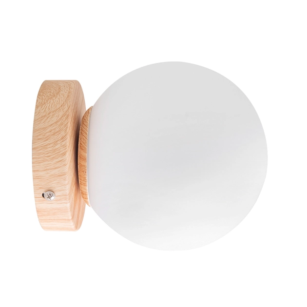 Arandela Vidro Metal Madeira 15cm Ball