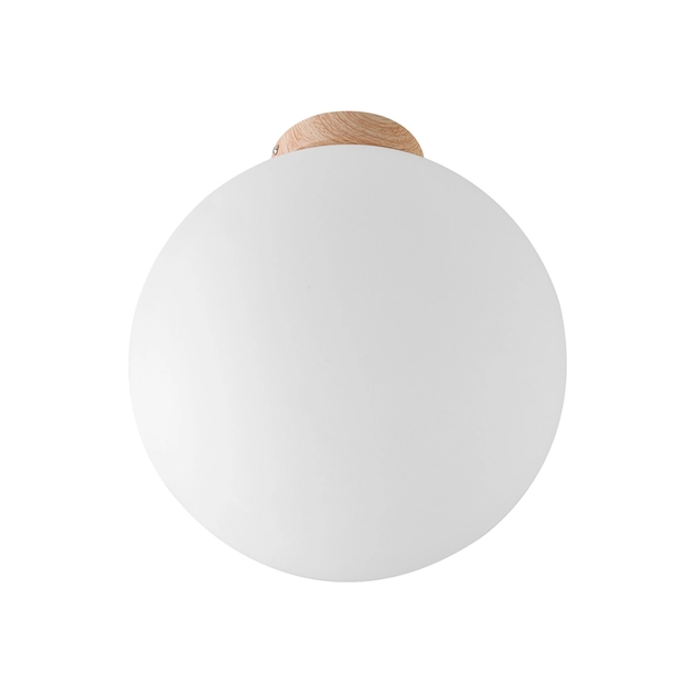 Plafon De Sobrepor Vidro Metal Madeira 30cm Ball