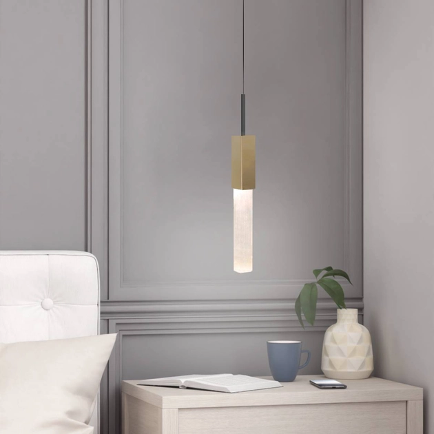 Pendente Cristal De Rocha E Aluminio Dourado Felsen
