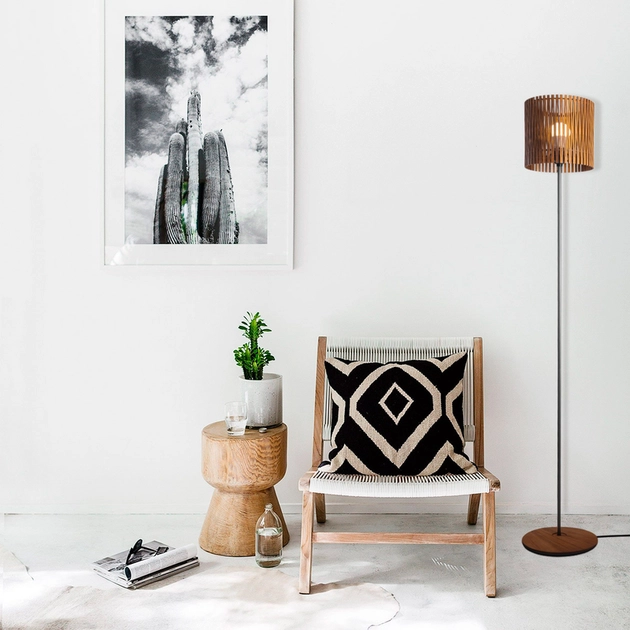 Luminaria De Piso Madeira Natural Imbuia Living Hinges