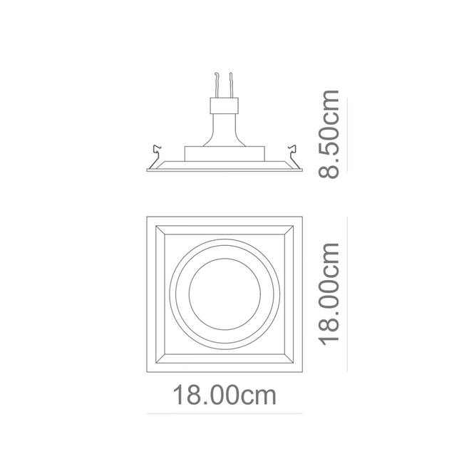 Plafon De Embutir Aluminio 17,9x17,9cm Recuado Ii