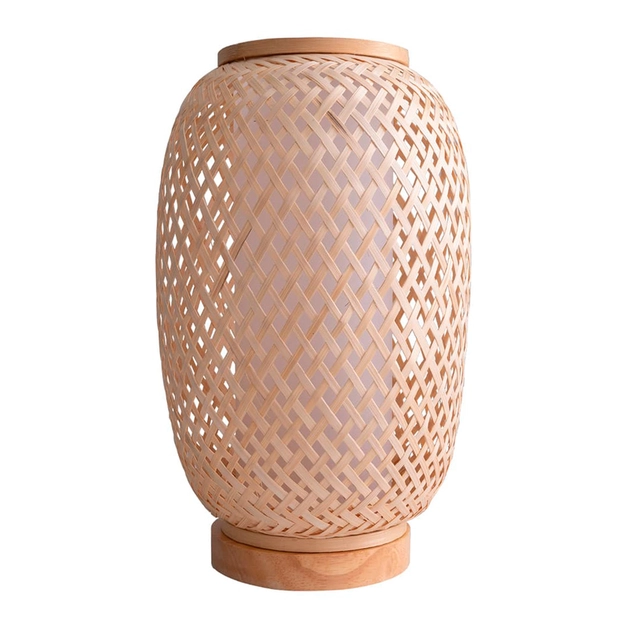 Luminaria De Mesa Fibra De Bambu Madeira Natu