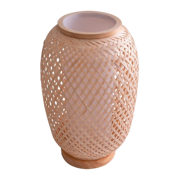 Luminaria De Mesa Fibra De Bambu Madeira Natu
