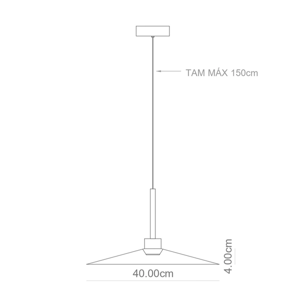Pendente Led Aluminio 7w 2700k 40cm Plie