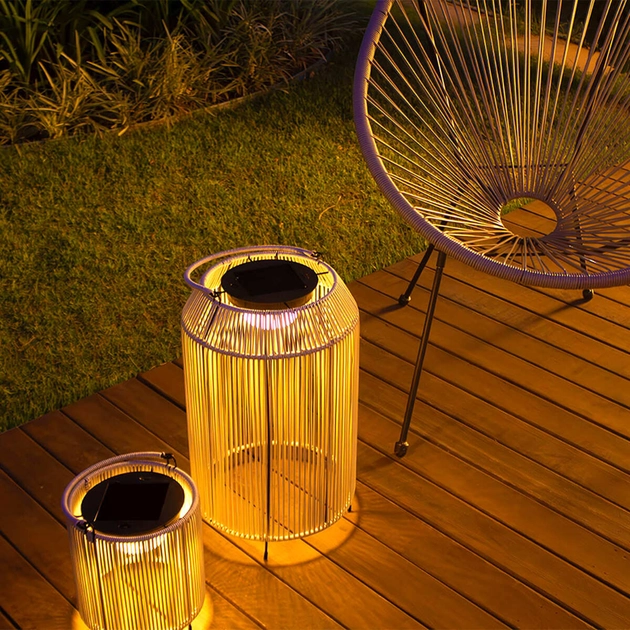 Luminaria De Piso Rattan Cinza 2,5w 3000k Cinza Draht