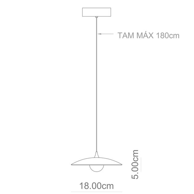 Pendente Led Vidro Aluminio Preto 6w 55 3000k Disco