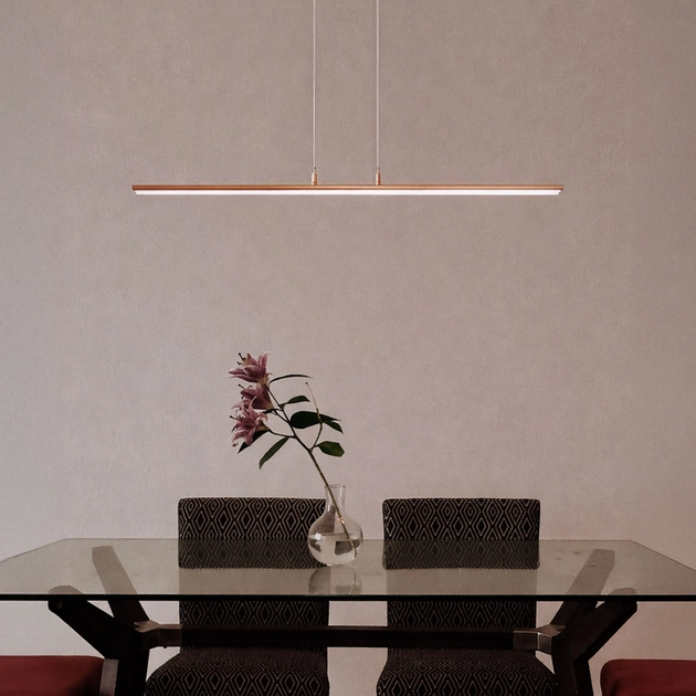 Pendente Led Metal Aluminio Champagne 32w 3000k Across
