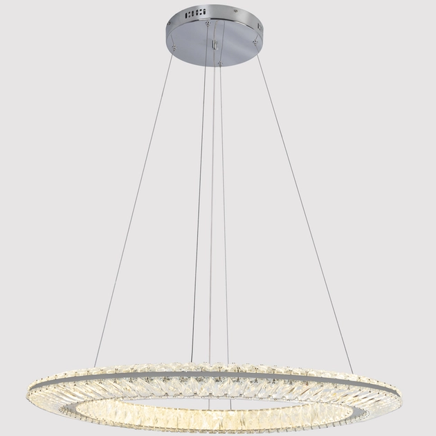Pendente Led Cristal K9 E Metal Cromado 50w 3000k Glaces