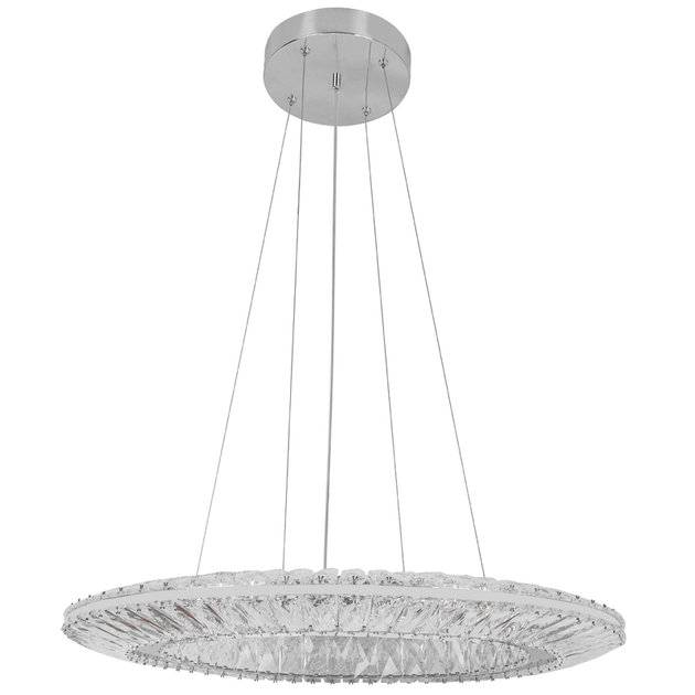 Pendente Led Cristal K9 E Metal Cromado 37w 3000k Glaces