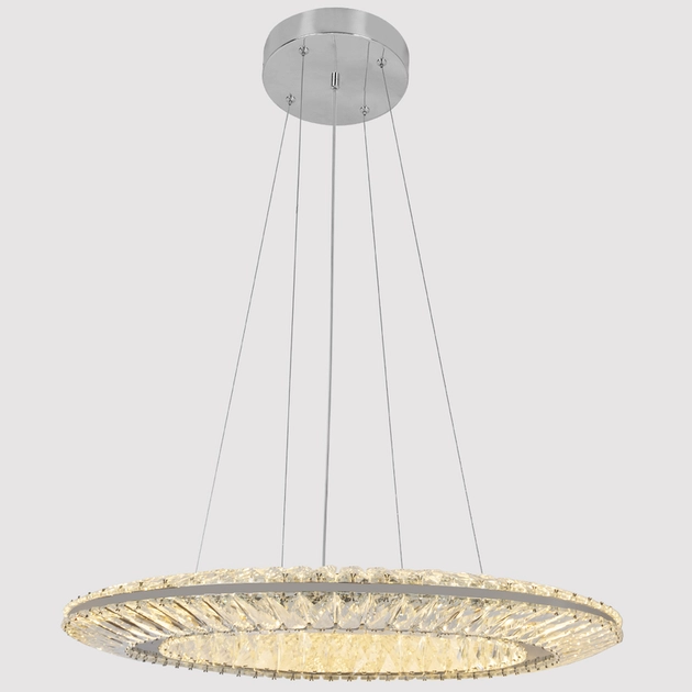 Pendente Led Cristal K9 E Metal Cromado 37w 3000k Glaces