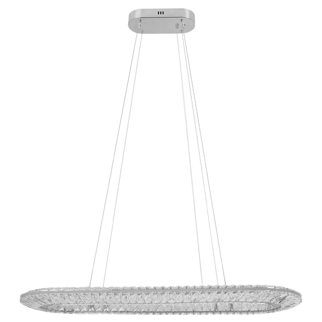 Pendente Led Oval Cristal K9 Metal Cromado 50w 3000k Glaces