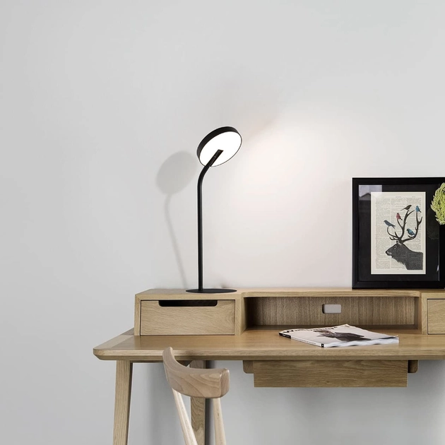 Luminaria De Mesa Led Dimerizavel Preto 14w 3000k Luna