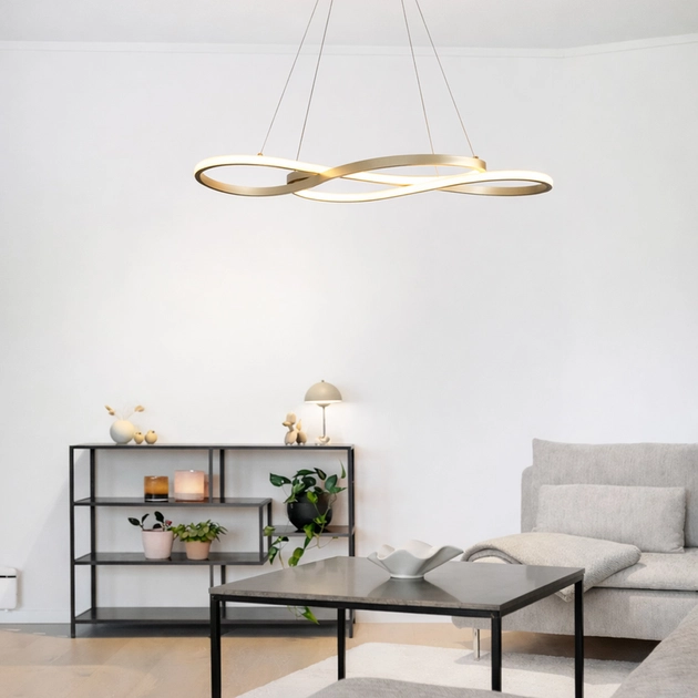Pendente Led Aluminio Dourado 36w 3000k Flow