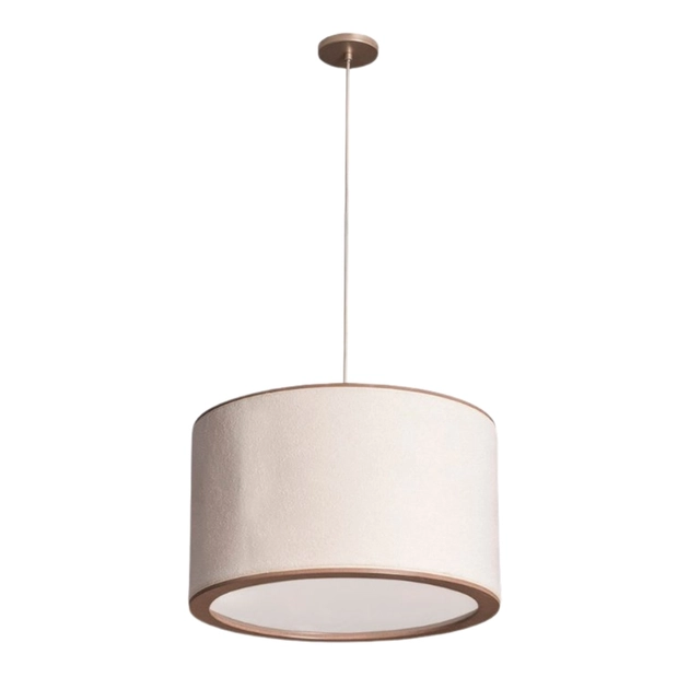 Pendente Redondo Tecido Boucle Natural 53cm Apollo