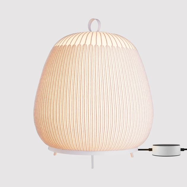 Luminaria De Piso Led Dimerizavel Tecido Bege 80w Coton