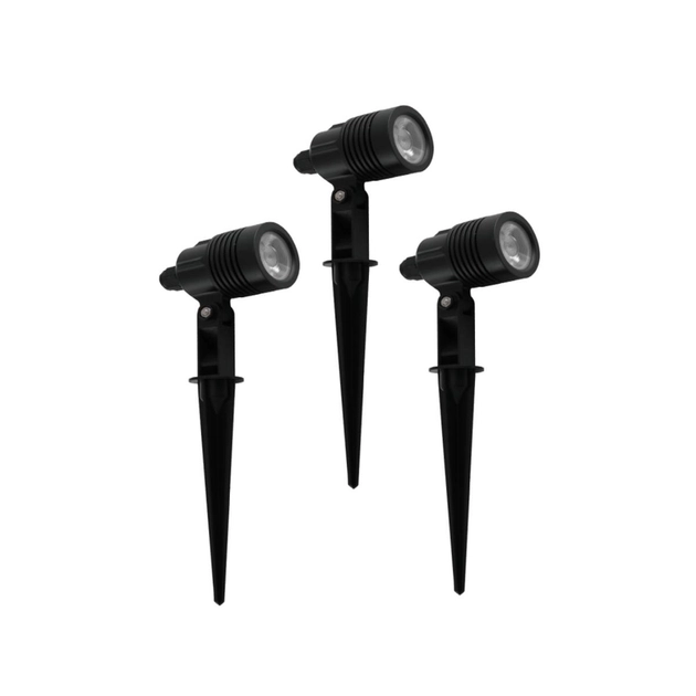Kit 3 Espetos Led Abs Preto 3w 38° 3000k Ip65 Optical