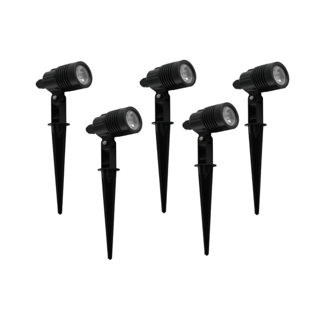 Kit 5 Espetos Led Abs Preto 3w 38° 3000k Ip65 Optical